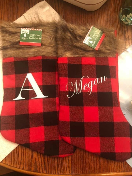 Personalized Buffalo plaid stocking